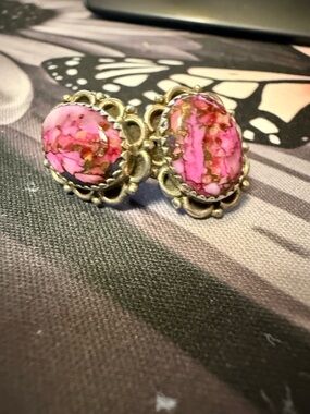 Sterling Silver Pink Dream Mojave post back Earrings - Stamp (Sterling and HaDa)